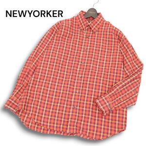 NEWYORKER ニューヨーカー 通年 ゆったり♪ 長袖 チェック柄 ボタンダウン シャツ Sz.L メンズ　C4T11495_C#C