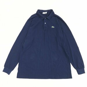 80’s前期 フランス製 LACOSTE ラコステ ポロシャツ 6(XL) ネイビー フララコ フレラコ ロンT 長袖 LL 2L 特大 大きい ヴィンテージ 古着