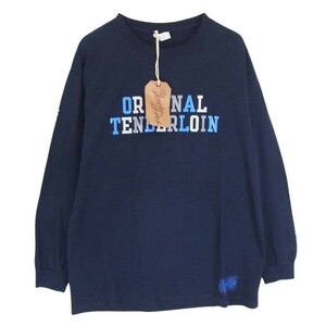 TENDERLOIN テンダーロイン LONG SLEEVE TEE 2A バック ボルネオスカル プリント 長袖 Tシャツ ネイビー系 L【中古】