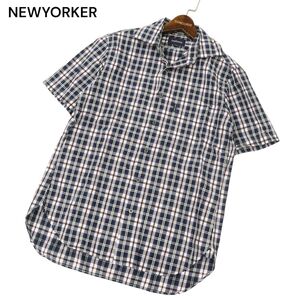 NEWYORKER ニューヨーカー 春夏 ロゴタグ★ 半袖 チェック シャツ Sz.M　メンズ　C4T06883_7#A