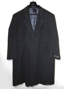 英国製 Berwin & Berwin カシミヤ オーバーコート BELGRAVE ロングコート チャコール ブラック 44 サイズ 3XL～4XL 身幅 130cm 未使用品