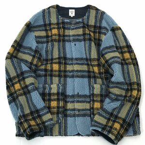 South2 West8 P.P.CARDIGAN Boa Tartan Plaid 定価29,000円 sizeM Lt.Blue HM819 サウス2 ウエスト8