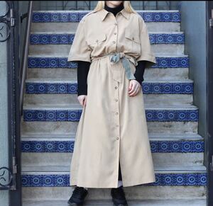 USA VINTAGE M.H.M WOMAN FAKE SUEDE BELTED LONG ONE PIECE/アメリカ古着フェイクスウェードベルテッドロングワンピース