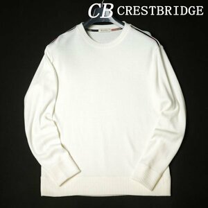 新品1円～★CB CRESTBRIDGE クレストブリッジ メンズ 長袖 肩パイピングチェック クルーネックニット M 白 三陽 ブラックレーベル ◆5602◆