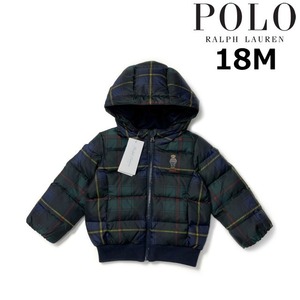 売切り【正規新品】POLO RALPH LAUREN◆ダウンジャケット ベビー 子供服 US購入 ベア 刺繍 タータンチェック(18M)緑 紺 チェック 190131-83