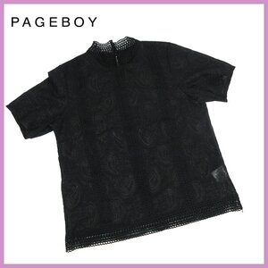 ☆★PAGEBOY(ページボーイ)♪ペイズリーレースブラウス♪ブラック♪Fサイズ♪レディーストップス♪半袖♪美品