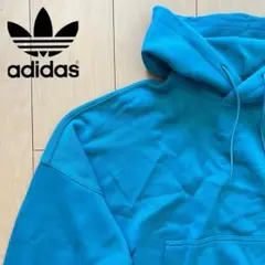 古着　アディダス　adidas  パーカー　M  ブルー　3本ライン