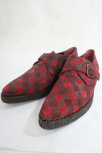 【USED】Vivienne Westwood MAN / チェックモンクストラップラバーソール 42 赤 【中古】 Y-24-05-01-032-sh-SZ-ZY