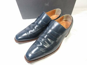 HH 極美品 【スコッチグレイン SCOTCH GRAIN】 1428 レザー ローファー スリッポン 紳士靴 (メンズ) size24 ネイビー系 ■30MZA4882■