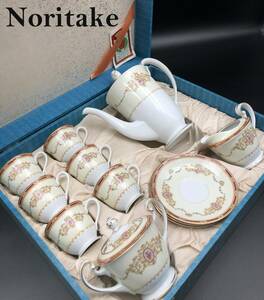 7703803-1【Noritake】ノリタケ/ティーセット/カップ＆ソーサー 6客/ポット/シュガーポット/クリーマー/セット/箱あり