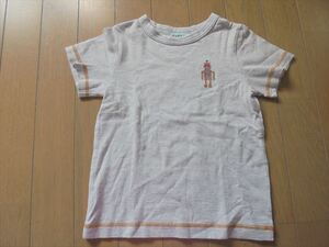 ハッカキッズHAKKA★グレーの半袖Ｔシャツ、ロボット刺繍★110