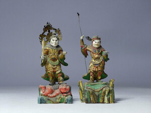 仏教美術　木彫彩色十二神将立像 　仏像　コレクター放出品