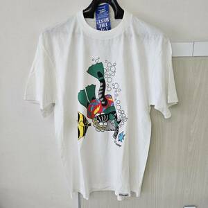 【外部-0738】(未使用品)クレイジーシャツ メンズ Tシャツ Mサイズ/着丈68cm/身幅50cm/クリバンキャット/半袖/白/ホワイト/ハワイ(MS)