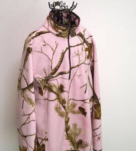 2000s〜 OUTFITTERS RIDGE ピンク REALTREE リアルツリーカモフラージュ ハーフジップ フリースプルオーバー M〜L 迷彩 Y2K USA 古着