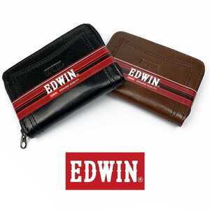 【全2色】EDWIN エドウイン リアルレザー ラウンドファスナー コインケース 小銭入れ ミニ財布 　色：ブラック　EDWS003