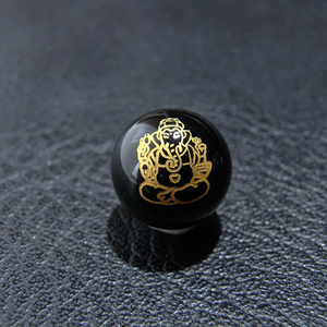 [beads207] 彫りビーズ・オニキス（ガネーシャ）12mm 1個