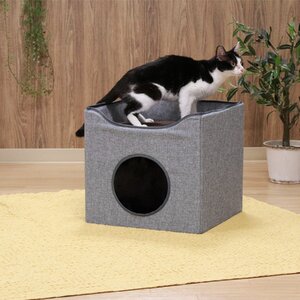 ネコネコ イッヌ ルーフ付き ペットハウス 猫 小型犬 グレイ【新品】【送料無料】(北海道 沖縄 離島は別途送料)