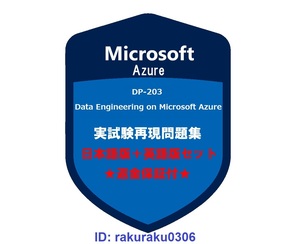 Microsoft Azure DP-203 【９月日本語版＋英語版セット】Data Engineering on Microsoft Azure実試験再現問題集★返金保証★追加料金なし②