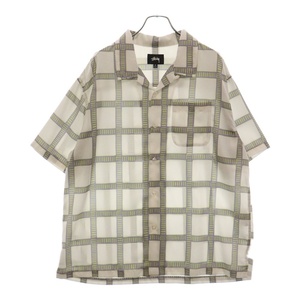 STUSSY ステューシー HAND DRAWN PLAID SHIRT ハンド ドローイング プレイド チェック 半袖シャツ ホワイト