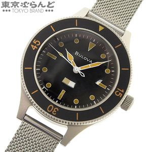 101757941 ブローバ BULOVA アーカイブス ミルシップ 98A266 ブラック ステンレススチール 社外ブレス 腕時計 メンズ 自動巻