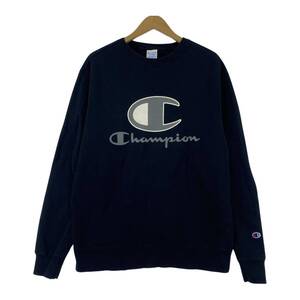 Champion チャンピオン 裏起毛　プリント スウェット sizeXL/黒