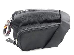 1円 ■極美品■ SeeByChloe シーバイクロエ ナイロン ポシェット ショルダーバッグ ミニバッグ レディース ブラック系 BJ7105