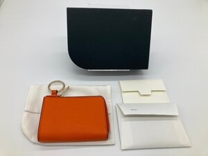 キングラム[41]【美品】ヴァレクストラ Valextra ジップキーホルダー キーリング コインケース キーケース カードケース オレンジ 0878