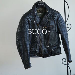 廃番 BUCO J-82 PADDED HORSEHIDE DOUBLE RIDERS JACKET 38 Dポケット ホースハイド ダブル ライダース パッド レザー ジャケット 茶芯