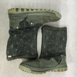 I246 MERRELL メレル スノー シューズ シルバーサン ジップ ウォータープルーフ ブーツ 幾何学模様 ステッチ アウトドア ブラック US6.5