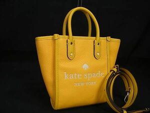 1円 ■新品■未使用■ kate spade ケイトスペード K7295 エラ レザー 2WAY ミニ トート ショルダー ハンドバッグ イエロー系 AY5985