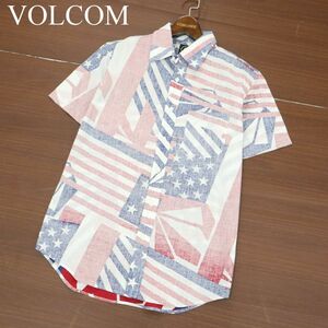 【新品 未使用】 VOLCOM ボルコム 春夏 【Flag SS】 星条旗デザイン 総柄 半袖 ボタンダウン シャツ Sz.M　メンズ　A3T06421_6#A