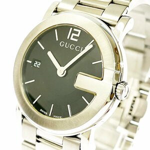 【1円スタート】【箱付き】GUCCI グッチ 101J Gラウンド SS ブラック文字盤 クオーツ メンズ腕時計 277017