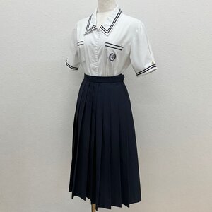 U235/S890(中古)東京都 目黒星美学園中学校・高校 女子制服3点 /旧制服/L/W66/ブラウス/スカート/靴下/半袖/夏服/紺2本/女子学生服/卒業生