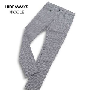 22AW★ HIDEAWAYS NICOLE ハイダウェイ ニコル 通年 ヘリンボーン デザイン ハイストレッチ パンツ Sz.46 メンズ 黒　C5B00126_1#R