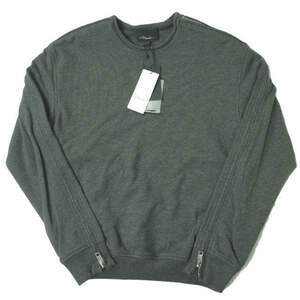 新品 3.1 Phillip Lim フィリップリム 17AW LS ROLL EDGE CREWNECK SWEATSHIRT W ZIPPER ジップスウェット F1711372FTYM XS CHARCOAL g5858