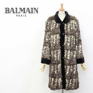 最高級◆BALMAIN/バルマン 花柄 リス×ブラックミンクファー×シルク リバーシブル コート F