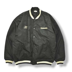 ★90s ヴィンテージ リーボック Reebok NFL RAIDERS レイダース ナイロン スタジャン XXL ブラック アメフト バーシティ ジャケット 古着★