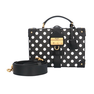 モスキーノ トランク ショルダーバッグ レザー A743280151555 ブラック レディース MOSCHINO 中古 美品