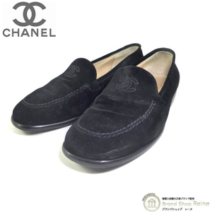 シャネル （CHANEL） ココマーク スエード ローファー フラット 靴 シューズ #37 1/2 ブラック（中古）