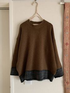 マルニ　カシミヤ　バイカラー　ニット　茶　黒　ブラウン　セーター　プルオーバー トップス　MARNI