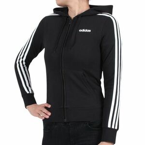 ★アディダス adidas 新品 レディース カジュアル 3ストライプス スウェット パーカー ジャケット 黒 Mサイズ [DP2419-M] 二 壱★QWER★