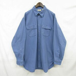 70s USA製 サイズ 17 1/2 L.L.Bean シャモア クロス シャツ 長袖 ヘビー ウェイト ライト ブルー エルエルビーン 古着 ビンテージ 3O1208