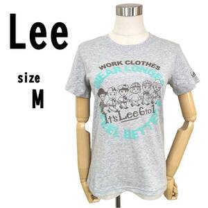 【M】Lee リー レディース プリント Tシャツ グレー 半袖 柔らか生地