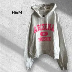 a205 H&M パーカー レディース M ロゴプリント グレー