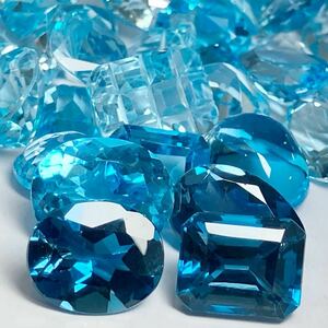 ［天然ブルートパーズおまとめ 204ct］U ルース 裸石 宝石 ジュエリー jewelry blue topaz DI0 ②