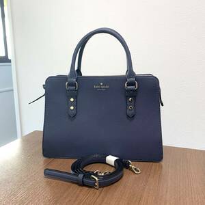 ケイトスペード kate spade 2WAY ハンドバッグ ショルダーバッグ レザー ネイビー系