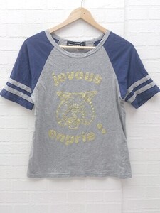 ◇ jevous enprie! ジュヴゾンプリ 半袖 プリント Tシャツ カットソー 1 グレー　ネイビー #