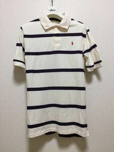 USA古着 Polo by Ralph Lauren ポロラルフローレン ボーダーポロシャツ M 鹿の子地ポロシャツ 90