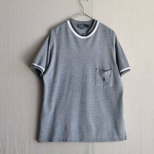 90s Polo Ralph Lauren 鹿の子 Tシャツ / S コットン グレー 半袖 USA ビンテージ T4-05131-8272