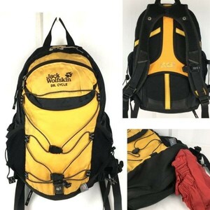 JACK WOLFSKIN/ジャックウルフスキン　登山/リュックサック　黄色×黒　ドレーンクリップ有　レインカバー有　backpack　bag　管NO.XB26-17